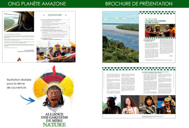 brochure de présentation de l’ONG « Planète Amazone » réalisée pour la COP21 (Paris 2015)