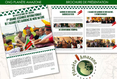 Bochure de présentation de « L’Alliance des Gardiens de Mère Nature » pour l’ONG « Planète Amazone »