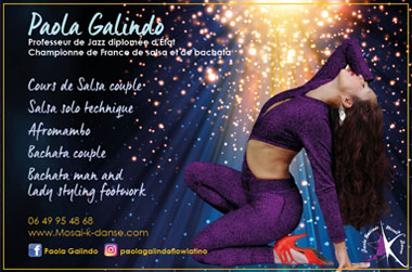 Flyer pour les cours de danse de Paola Galindo