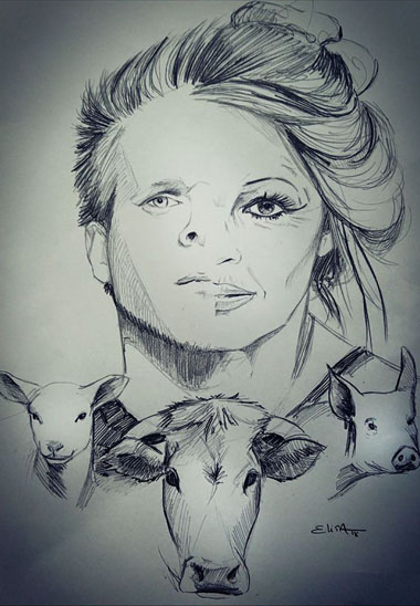 Fusion des portraits de Brigitte Bardot et de Rémi Gaillard pour saluer leur alliance sur la maltraitance animale